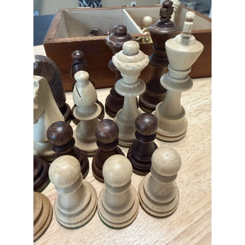 Staunton Tournament No. 6 Chess Set with Wooden Box Complete Nigiel 3 7/8 “